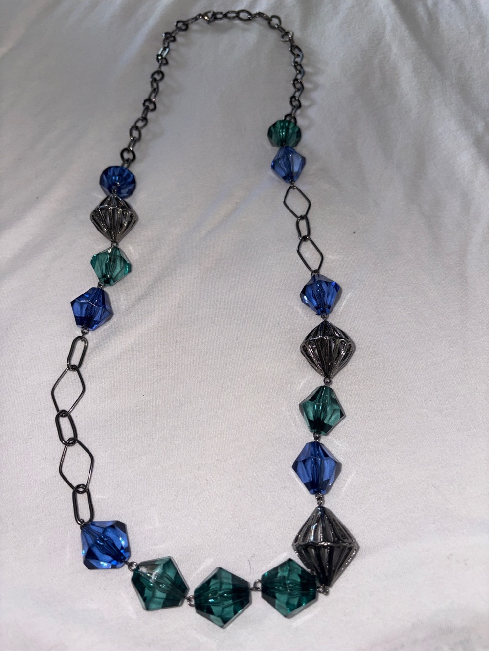 Blue & Teal Geometric Bead Necklace by Nine West